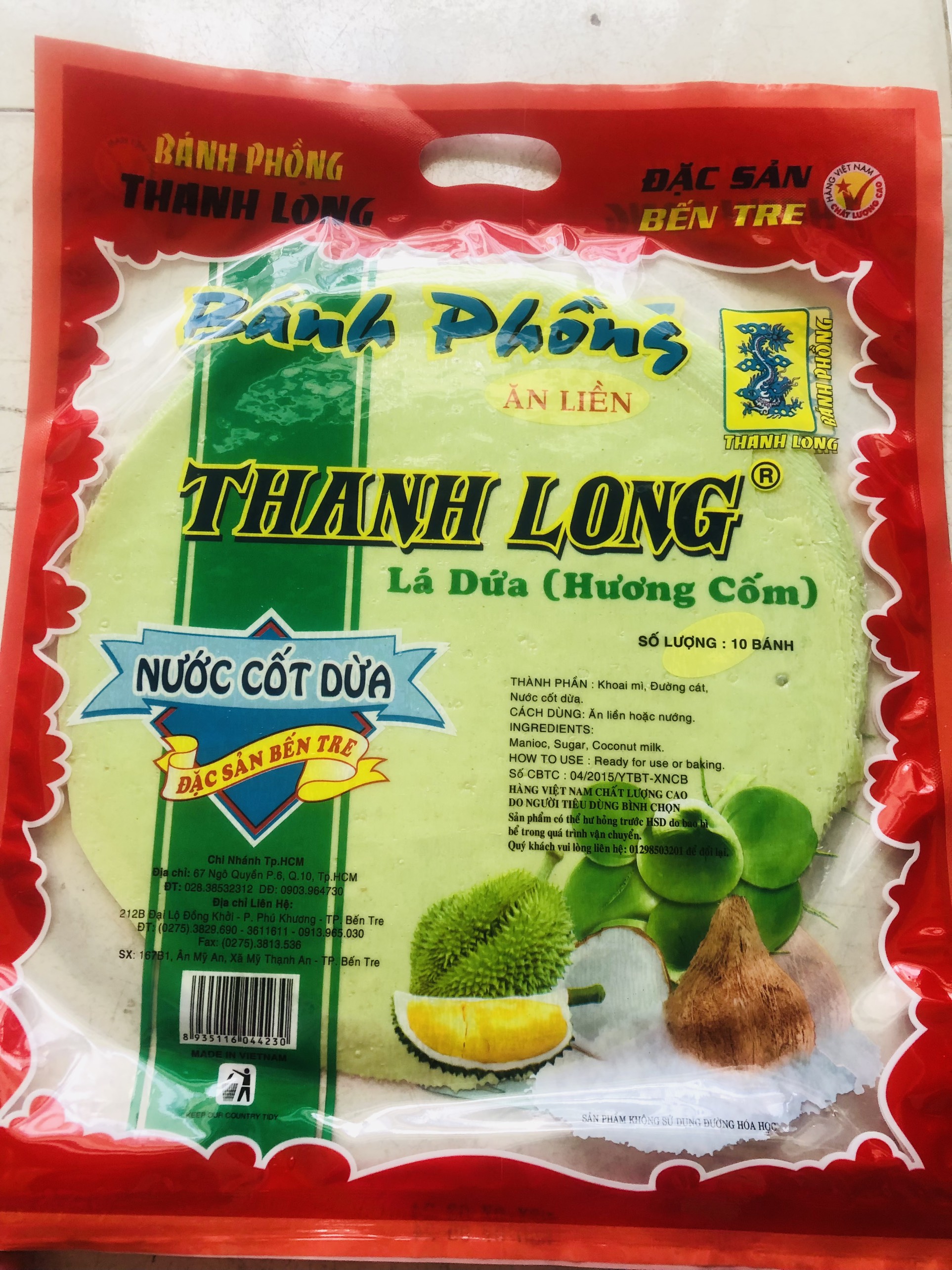 Bánh phồng sữa bến tre vị lá dứa