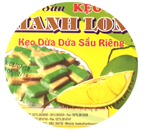 Kẹo dừa sầu riêng lá dứa (Gói giấy, bao bì)